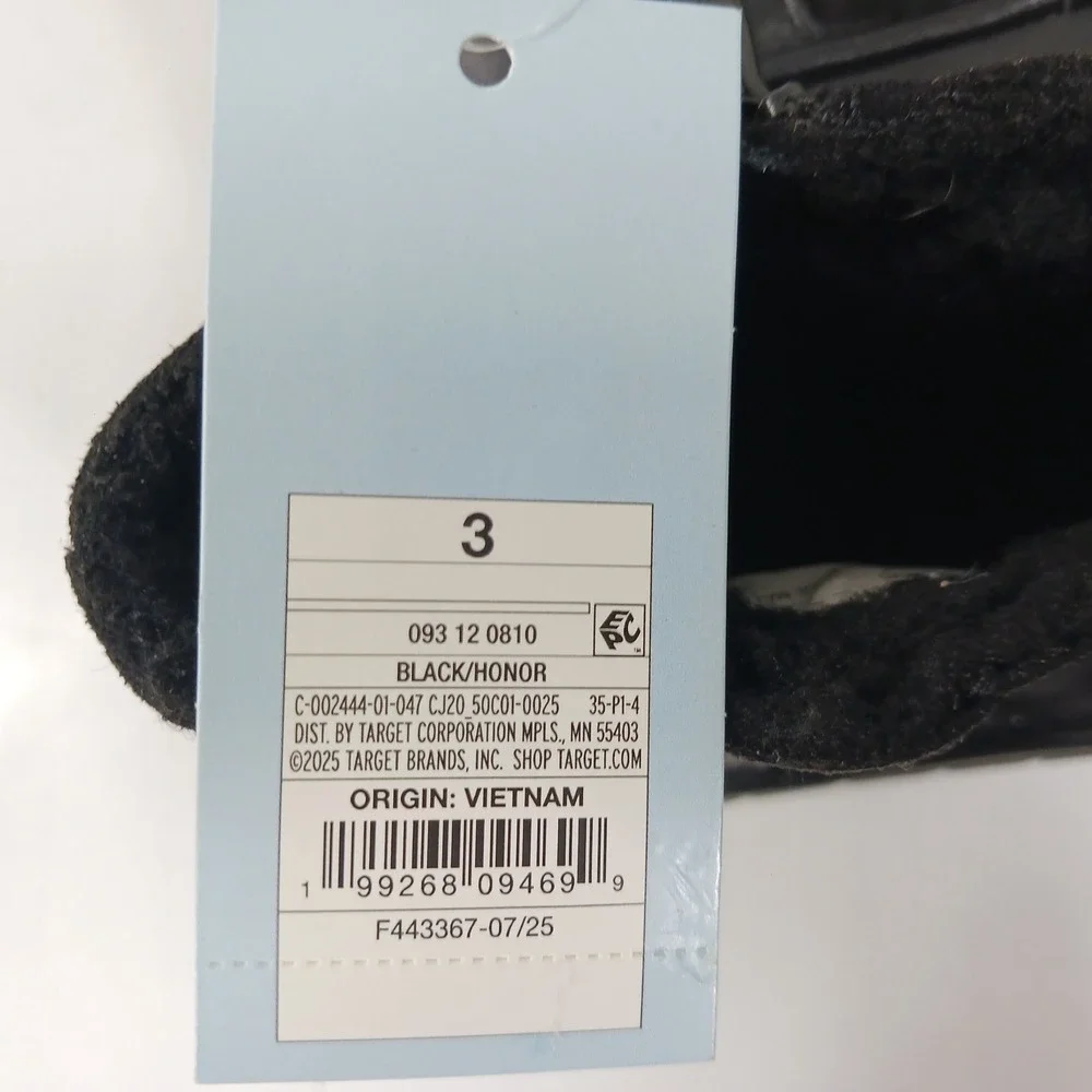 Cat & Jack Honor Girls Black Faux Suede Faux Fur Lined Winter Boots Size 3 NEW
